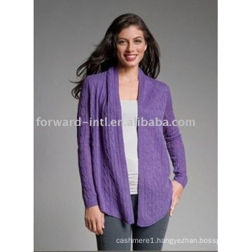 cashmere cable open cardigan